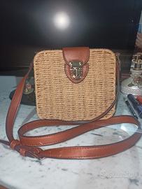 Borsa a tracolla Carpisa in paglia e ecopelle 