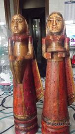 ANTICHE STATUE INDIANE IN LEGNO