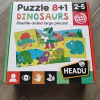 Puzzle 8+1 dinosauri Headu grandi pezzi doubleface