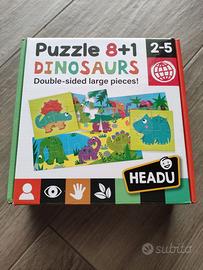 Puzzle 8+1 dinosauri Headu grandi pezzi doubleface