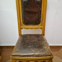 4 sedie anni '50 legno massello e pelle