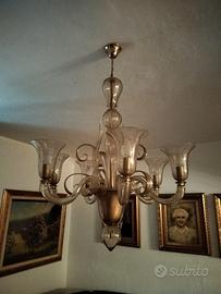 Lampadario 6 luci in vetro di Murano come nuovo
