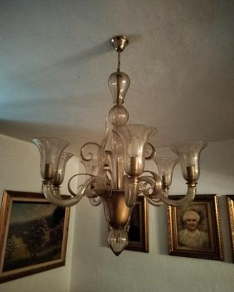 Lampadario 6 luci in vetro di Murano come nuovo