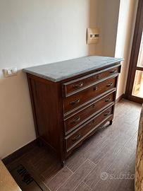 Cassettone Antico a 4 Cassetti con Piano in Marmo