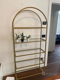 Scaffale ad arco oro e vetro