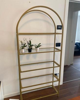 Scaffale ad arco oro e vetro