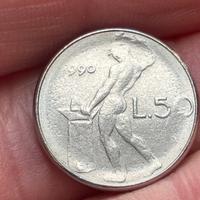 50 lire piccola 1990 rarissima con errore di conio
