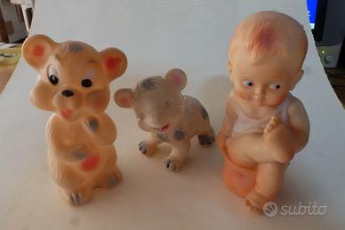 3 pupazzi in gomma Ledraplastic