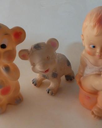 3 pupazzi in gomma Ledraplastic