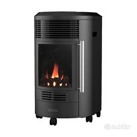 Stufa a Gas 3.4 Kw Vetro Effetto Fiamma Vero NUOVA
