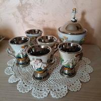 Vecchio servizio da caffè ceramica e silver plated