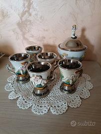 Vecchio servizio da caffè ceramica e silver plated