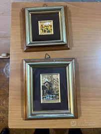 Coppia quadretti decorativi con foglia oro dipinta