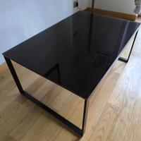 Tavolino nero cristallo e ferro