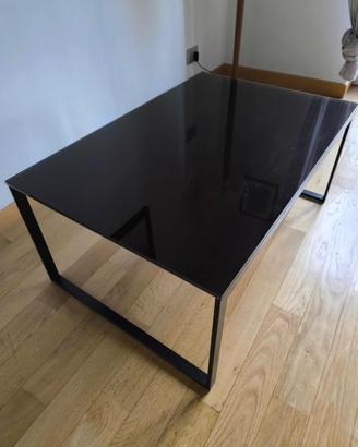 Tavolino nero cristallo e ferro