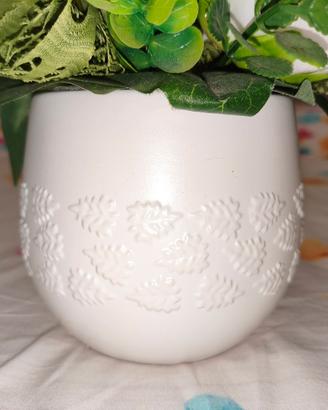 Vaso/centrotavola in ceramica con fiori finti