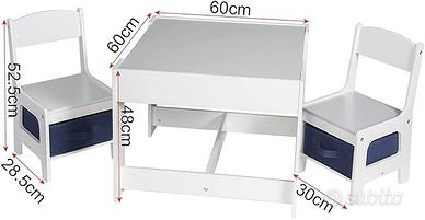 Set tavolo e sedie con lavagna per bimbi