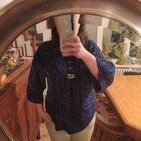 Cardigan aperto esagono uncinetto handmade blu