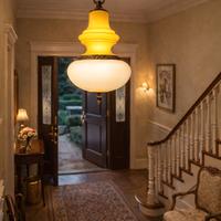 Lampadario Vintage vetro opalino/ottone Anni'60. 