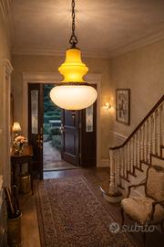 Lampadario Vintage vetro opalino/ottone Anni'60. 