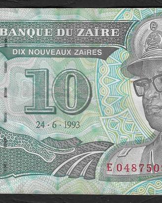Zaire - banconota circolata da 10 Nuovi Zaires P55
