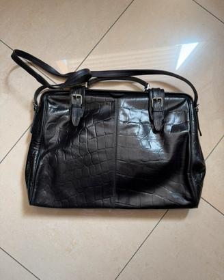 Borsa da lavoro in pelle stampa coccodrillo