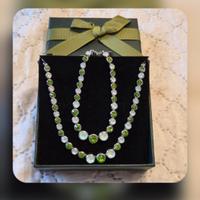 collana + braccialetto strass verde