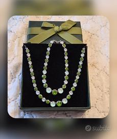 collana + braccialetto strass verde