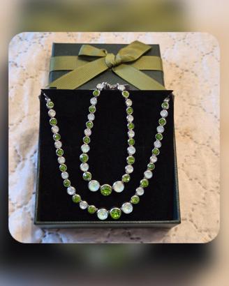 collana + braccialetto strass verde