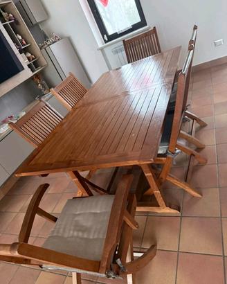 Tavolo giardino teak allungabile + 10 sedie 