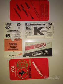 Formula Uno anni 80 biglietti gare 1982-1984