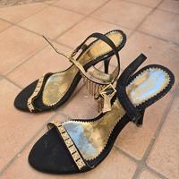 Scarpe nero oro tacco n. 35