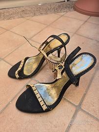 Scarpe nero oro tacco n. 35