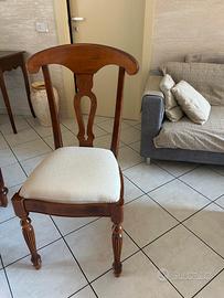 4 sedie in legno stile classico imbottite