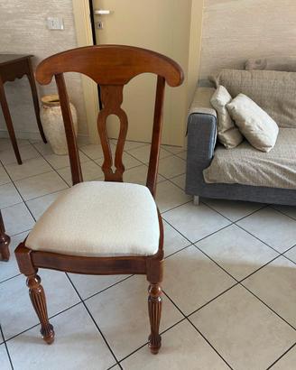 4 sedie in legno stile classico imbottite