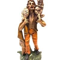 presepe 30 cm pastore pecora in spalla cartapesta