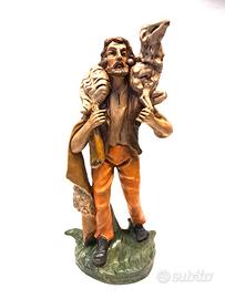 presepe 30 cm pastore pecora in spalla cartapesta