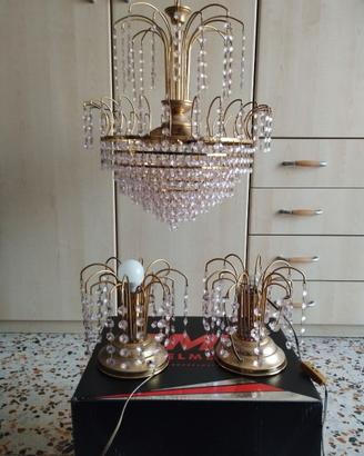 lampadario cristallo Swarovski rosa