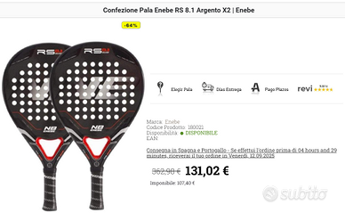 Pala De Pádel Enebe RS 8.1 Black - Design Élégant, Performance Max