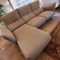 divano  3 posti  penisola  in pelle 