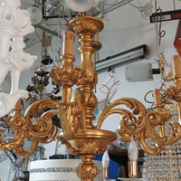 Lampadario legno foglia oro