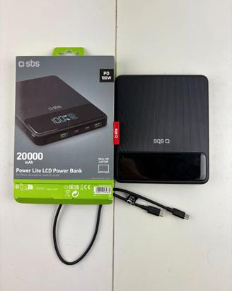 SBS Power Bank 20000mAh 100W USB-C Display 4 Porte