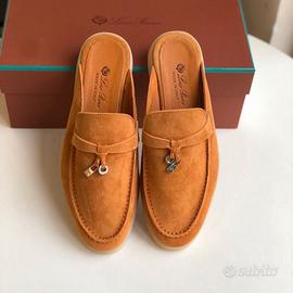 Pantofole Loro Piana in camoscio marrone eu38