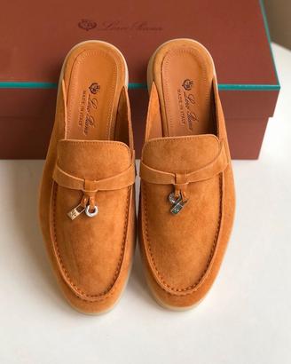 Pantofole Loro Piana in camoscio marrone eu38