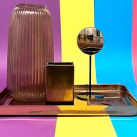 Set bagno vaso+vassoio+accessori rame