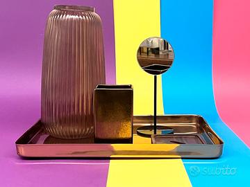 Set bagno vaso+vassoio+accessori rame
