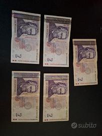 5 banconote 2 leva bulgare