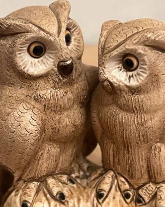 Coppia di gufi in ceramica