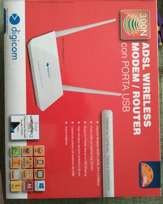 MODEM ROUTER ADSL WIRELESS con porta USB 300mbps