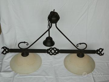 Lampadario 2 luci in ferro battuto